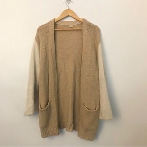 H&M CREAM AND TAN CARDIGAN SWEATER